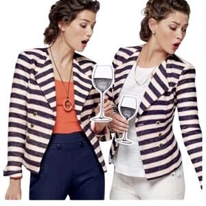 Cabi 5094 Love Carol Nautical Blue & Cream Striped Blazer 10